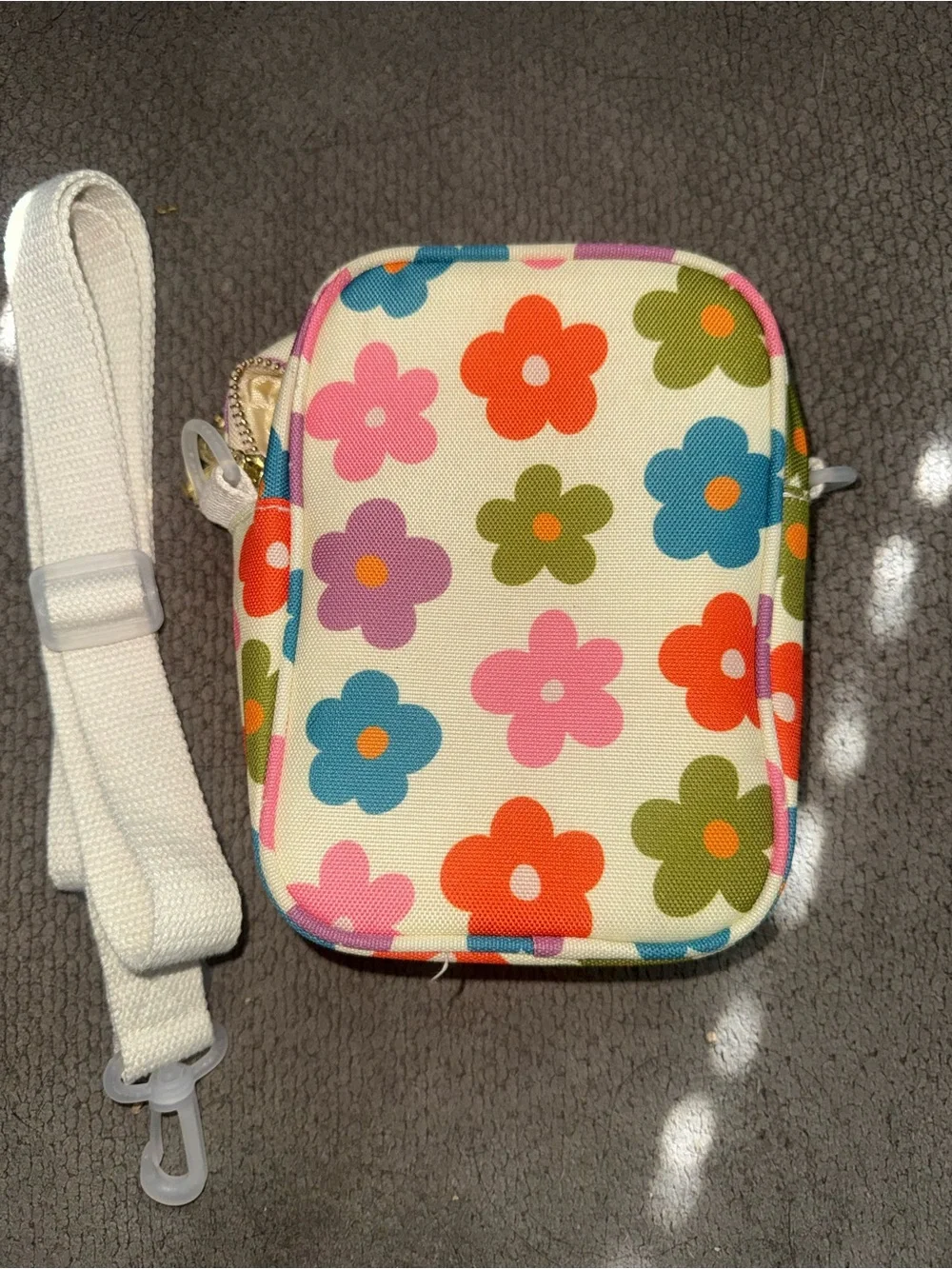 Floral Cream Crossbody Bag with Strap